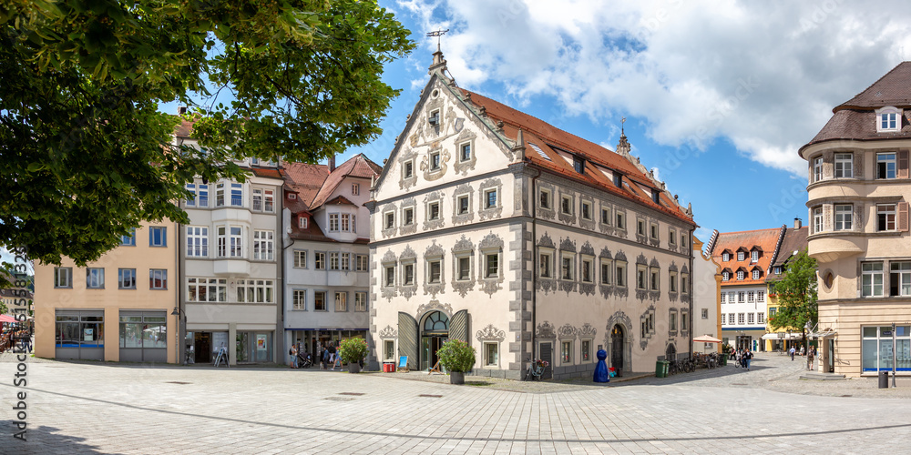 Historical building in Ravensburg old town panorama in Germany