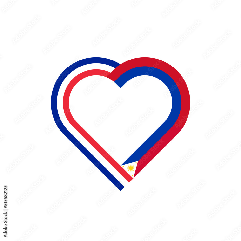 unity concept. heart ribbon icon of france and philippines flags. vector illustration isolated on white background unity concept. heart ribbon icon of france and philippines flags. vector illustration isolated on white background