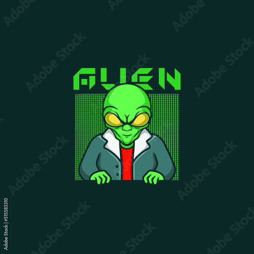  Alien character logo. alien illustration.