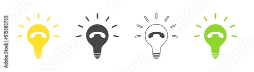 Call icon in light bulb set. Vector.