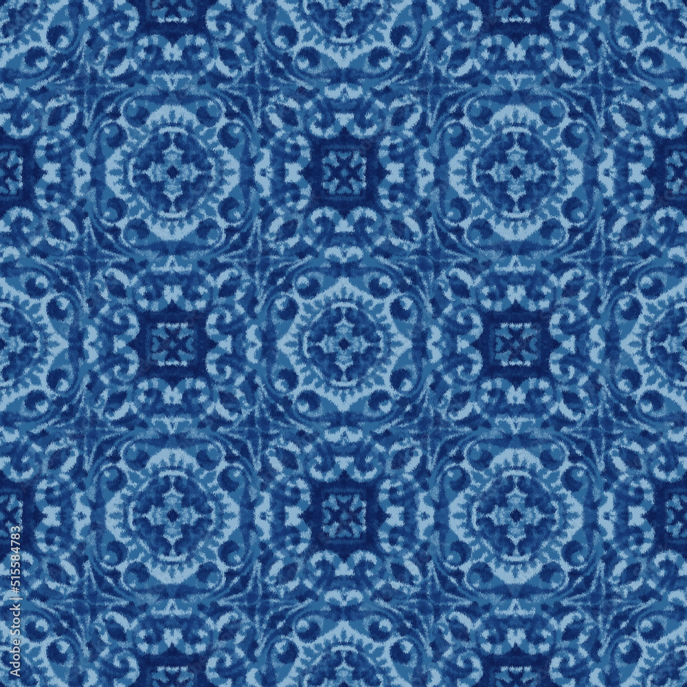 Portuguese azulejo tiles. Blue Monochrome gorgeous seamless patterns. For wallpaper, textile print, surface texture, pillows, towels, linens