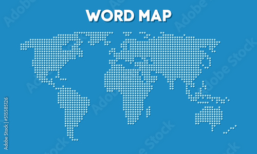 Fototapeta Naklejka Na Ścianę i Meble -  World map light blue dot circle vector background illustration material