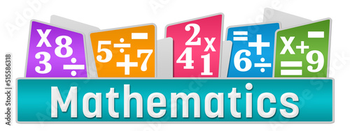 Mathematics Turquoise Colorful Symbols On Top
 photo