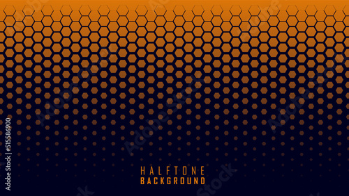 Blue background with orange hexagon halftone dots