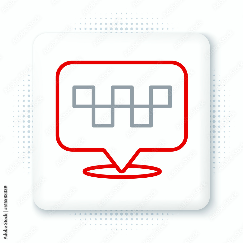 Line Map pointer with taxi icon isolated on white background. Location symbol. Colorful outline concept. Vector Line Map pointer with taxi icon isolated on white background. Location symbol. Colorful outline concept. Vector