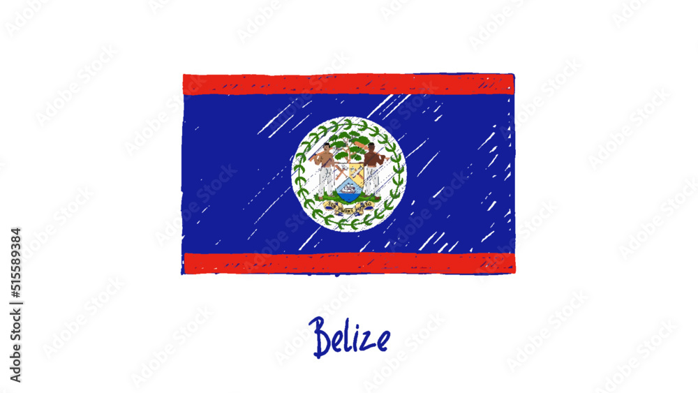 Belize Flag Marker or Pencil Sketch Illustration Vector Belize Flag Marker or Pencil Sketch Illustration Vector