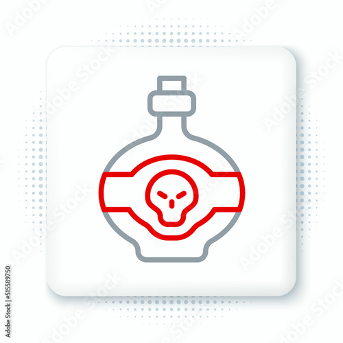Line Poison in bottle icon isolated on white background. Bottle of poison or poisonous chemical toxin. Colorful outline concept. Vector