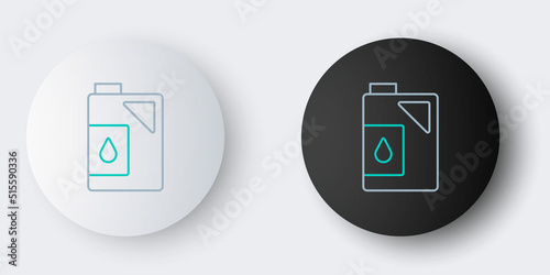Line Canister for motor machine oil icon isolated on grey background. Oil gallon. Oil change service and repair. Engine oil sign. Colorful outline concept. Vector