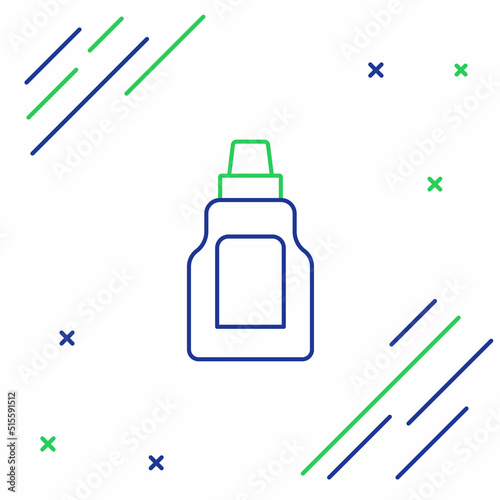 Line Plastic bottle for laundry detergent, bleach, dishwashing liquid or another cleaning agent icon isolated on white background. Colorful outline concept. Vector
