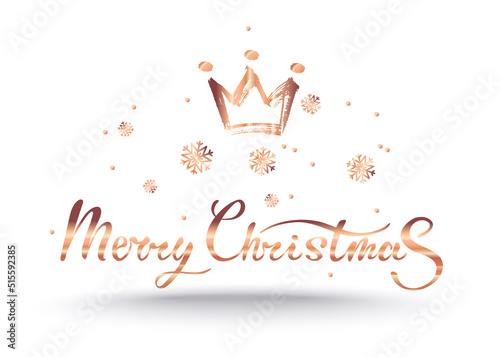 Golden Merry Christmas hand drawn lettering