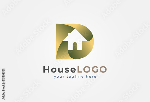 Initial Letter D House Logo, modern home style with gradient colour logo design. suitable for Architecture Building apps and company logos design, vector illustration