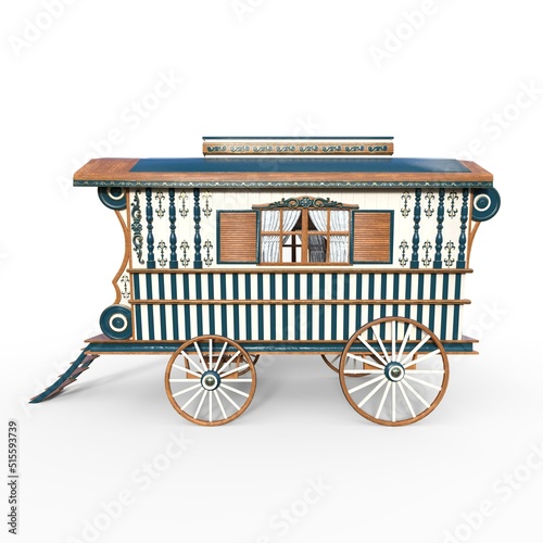 3D-illustration of a old fashioned waggon over white