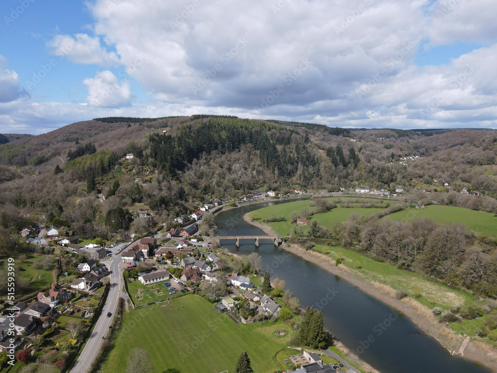 Fototapeta premium Tintern is a village in the community of Wye Valley, on the west bank of the River Wye in Monmouthshire, Wales, close to the border with England, about 5 miles north of Chepstow