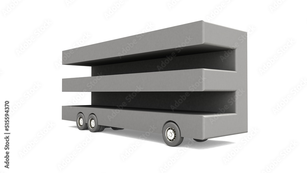 3D illustration of number three Shaped bus 3D illustration of number three Shaped bus