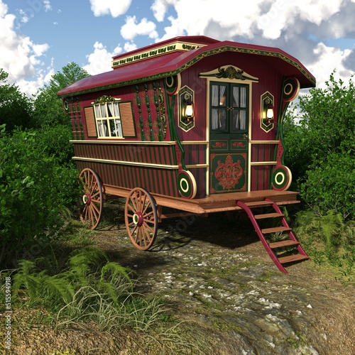 Foto 3D-illustration of a old fashioned hitsoric waggon
