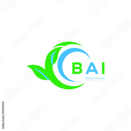 BAI logo design initial creative leaf letter logo. BAI unique letter logo design.
BAI vector logo simple, elegant and luxurious, leaf eco logo shape. 