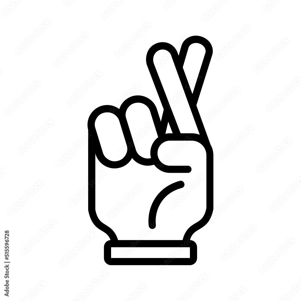 Black line icon for Finger crossed