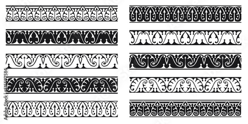 Set of decorative seamless ornamental border - Vector modular