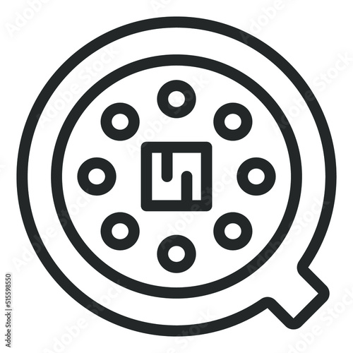 Integrated circuit, bottom view, legs for installation in a circuit board - vector sign, web icon, illustration on a white background, outline style