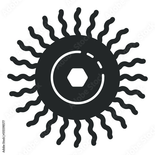 Grinding disc with metal bristles for installation on a power tool - vector sign, web icon, illustration on a white background, glyph style