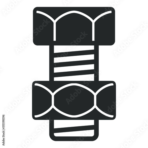 Bolt with screw thread and nut for fastening parts - vector sign, web icon, illustration on white background, glyph style