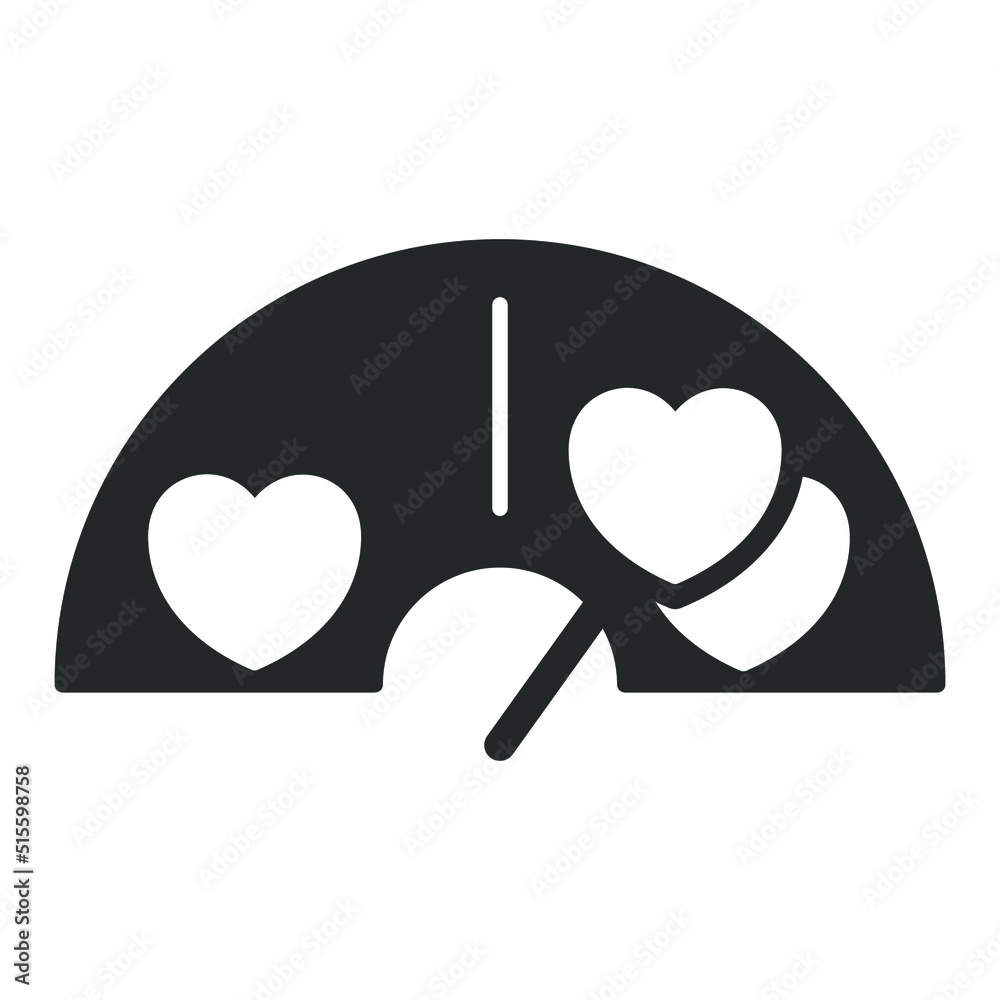 On the speedometer increase in the speed of heart, love relationships - vector sign, web icon, illustration on a white background, glyph style On the speedometer increase in the speed of heart, love relationships - vector sign, web icon, illustration on a white background, glyph style