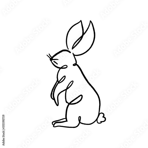 Chinese New Year 2023, the year of the rabbit, red and gold line art characters, simple hand-drawn Asian elements with craft (Chinese translation: Happy Chinese New Year 2023, year of the rabbit).