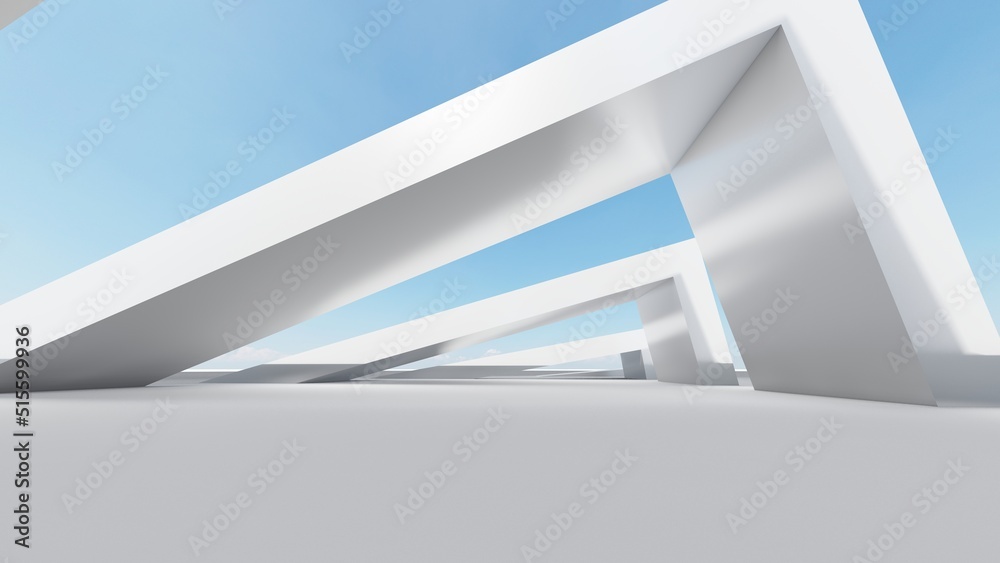 Obraz premium Architecture background geometric arched interior 3d render