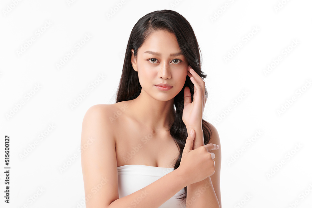 Beautiful young asian woman with clean fresh skin on white background, Face care, Facial treatment, Cosmetology, beauty and spa, Asian women portrait. Beautiful young asian woman with clean fresh skin on white background, Face care, Facial treatment, Cosmetology, beauty and spa, Asian women portrait.