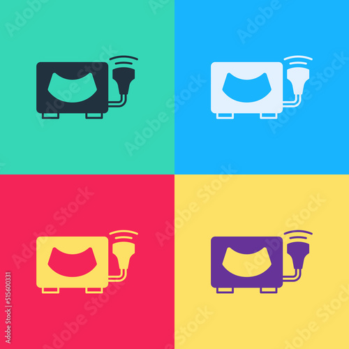 Pop art Ultrasound icon isolated on color background. Medical equipment. Vector