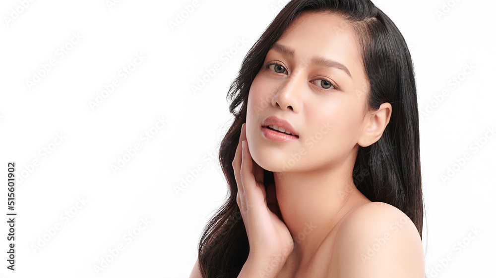 Beautiful young asian woman with clean fresh skin on white background, Face care, Facial treatment, Cosmetology, beauty and spa, Asian women portrait. Beautiful young asian woman with clean fresh skin on white background, Face care, Facial treatment, Cosmetology, beauty and spa, Asian women portrait.