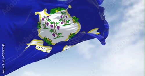 The state flag of Connecticut waving in the wind photo