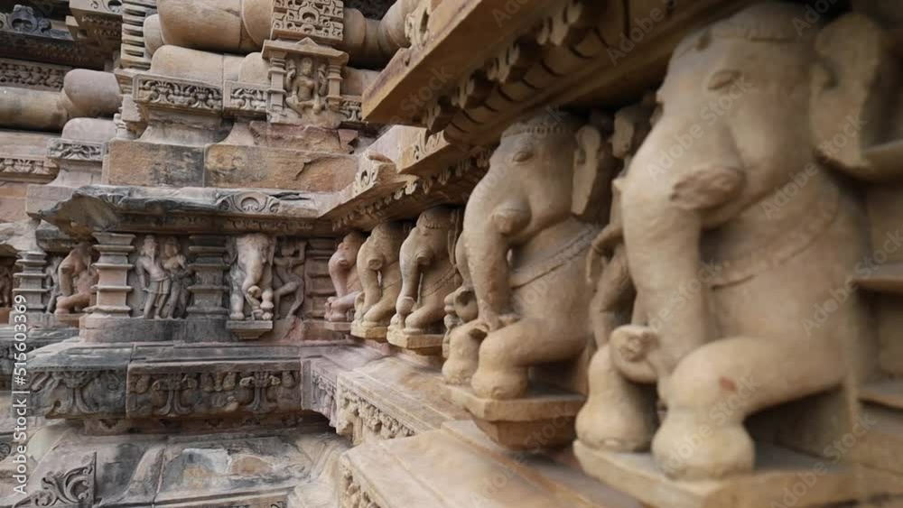 Elephant stone sculptures at Western Group of Temples at Khajuraho, UNESCO World Heritage site Elephant stone sculptures at Western Group of Temples at Khajuraho, UNESCO World Heritage site