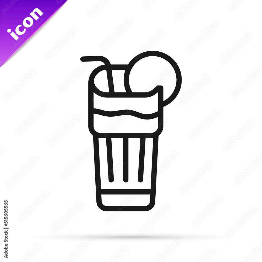 Black line Fresh smoothie icon isolated on white background. Vector Black line Fresh smoothie icon isolated on white background. Vector