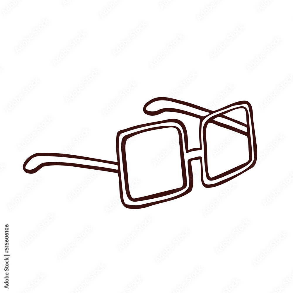 Glasses for sight contour monochrome. illustration