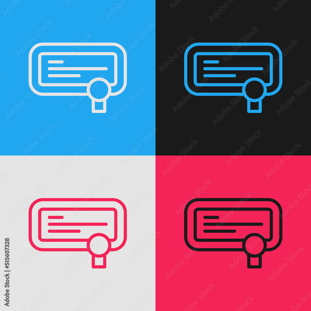Pop art line Certificate template icon isolated on color background. Achievement, award, degree, grant, diploma concepts. Vector Pop art line Certificate template icon isolated on color background. Achievement, award, degree, grant, diploma concepts. Vector