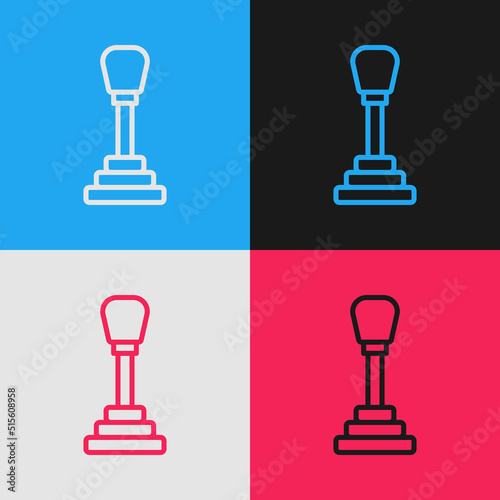 Pop art line Gear shifter icon isolated on color background. Manual transmission icon. Vector