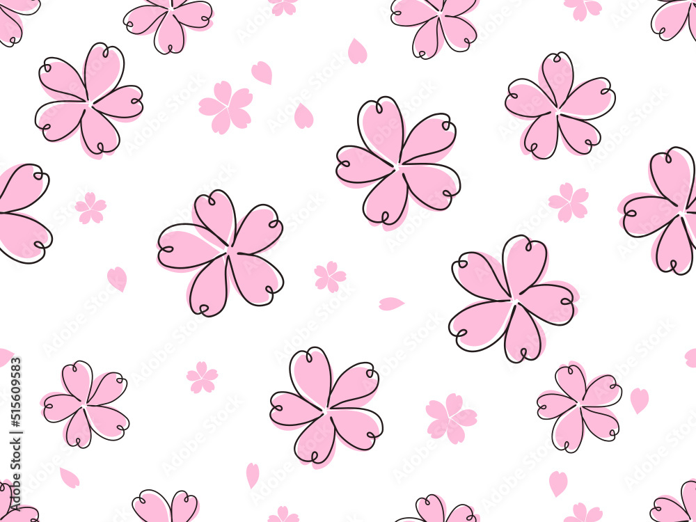 Seamless pattern with Sakura flower on white background vector. Cute floral print. Seamless pattern with Sakura flower on white background vector. Cute floral print.