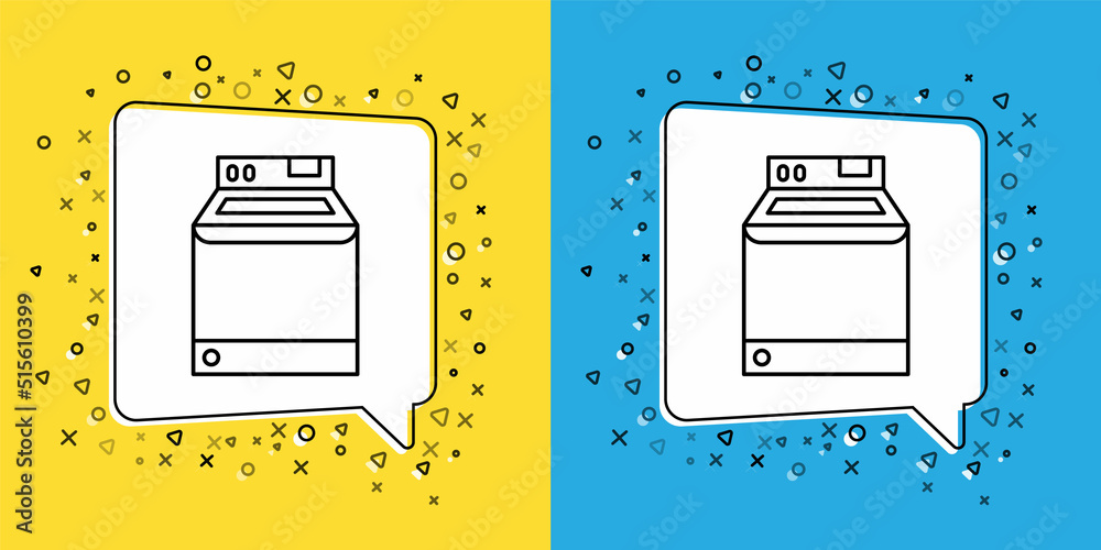 Set line Washer icon isolated on yellow and blue background. Washing machine icon. Clothes washer - laundry machine. Home appliance symbol. Vector