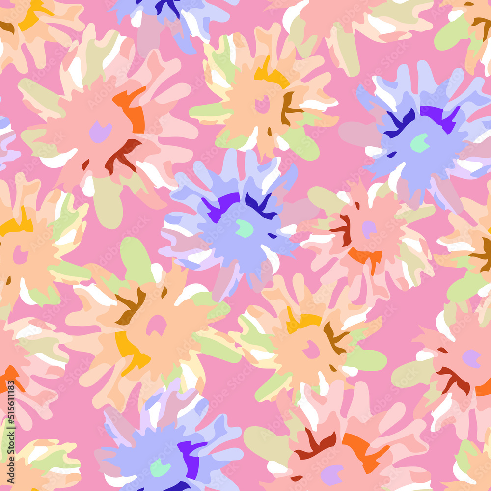 seamless mixed pastel abstract flowers.pattern background , greeting card or fabric