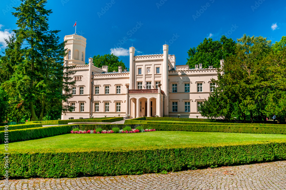 Neo-gothic Palace from 19th century. Mierzecin, Lubusz Voivodeship, Poland
