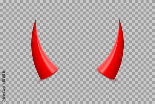 3d red devil horns of devilish scary monster from hell, realistic infernal demon head