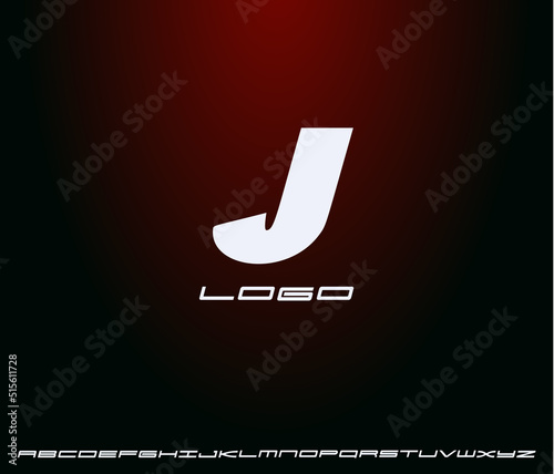Logo of bold italic letter J, heavy monogram, first letter of name. Futuristic, technological, minimalistic style modern logotype concept for business and startup. Vector illustration