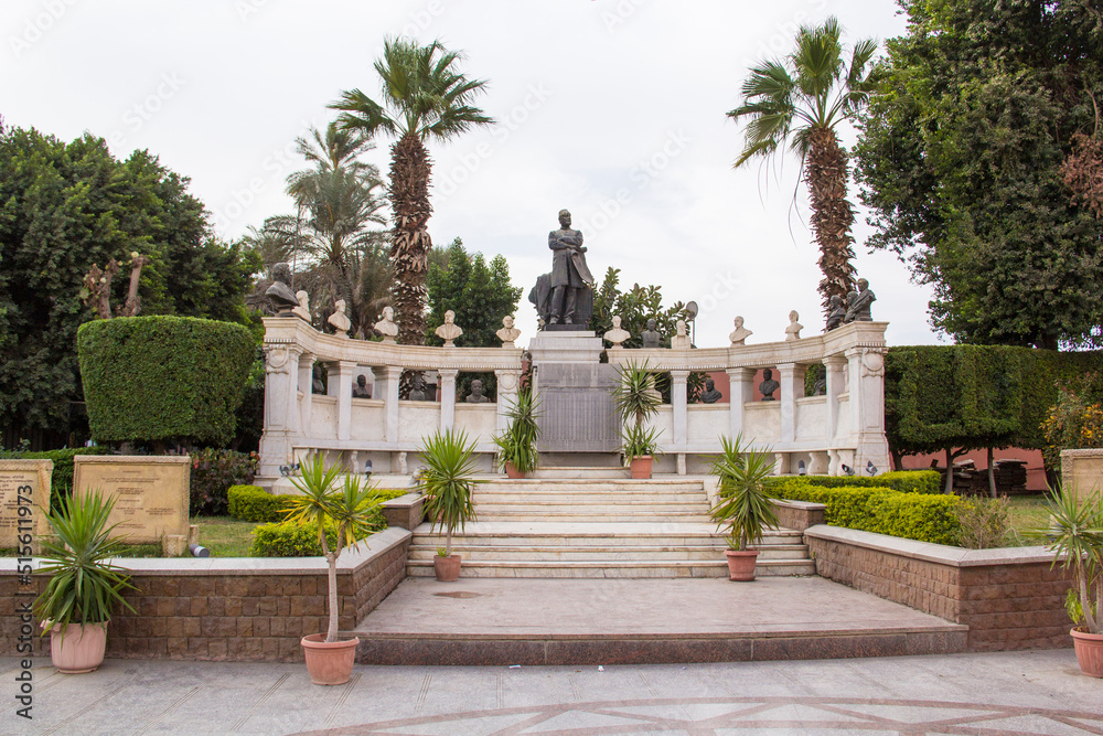 CAIRO, EGYPT - DECEMBER 29, 2021: Beautiful view of the monument near the Cairo Museum in Cairo, Egypt