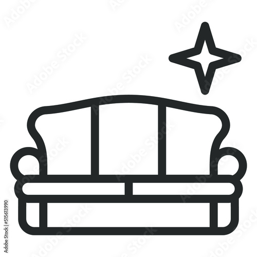 Luxurious vintage style sofa and star, purity symbol - vector sign, web icon, illustration on white background, outline style