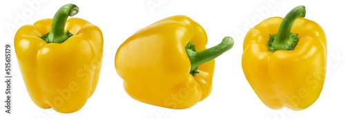 Print op canvas Yellow sweet bell pepper isolated on white background, paprika