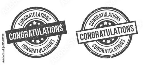 Congratulations stamp. Congratulations sign. Round grunge badge.