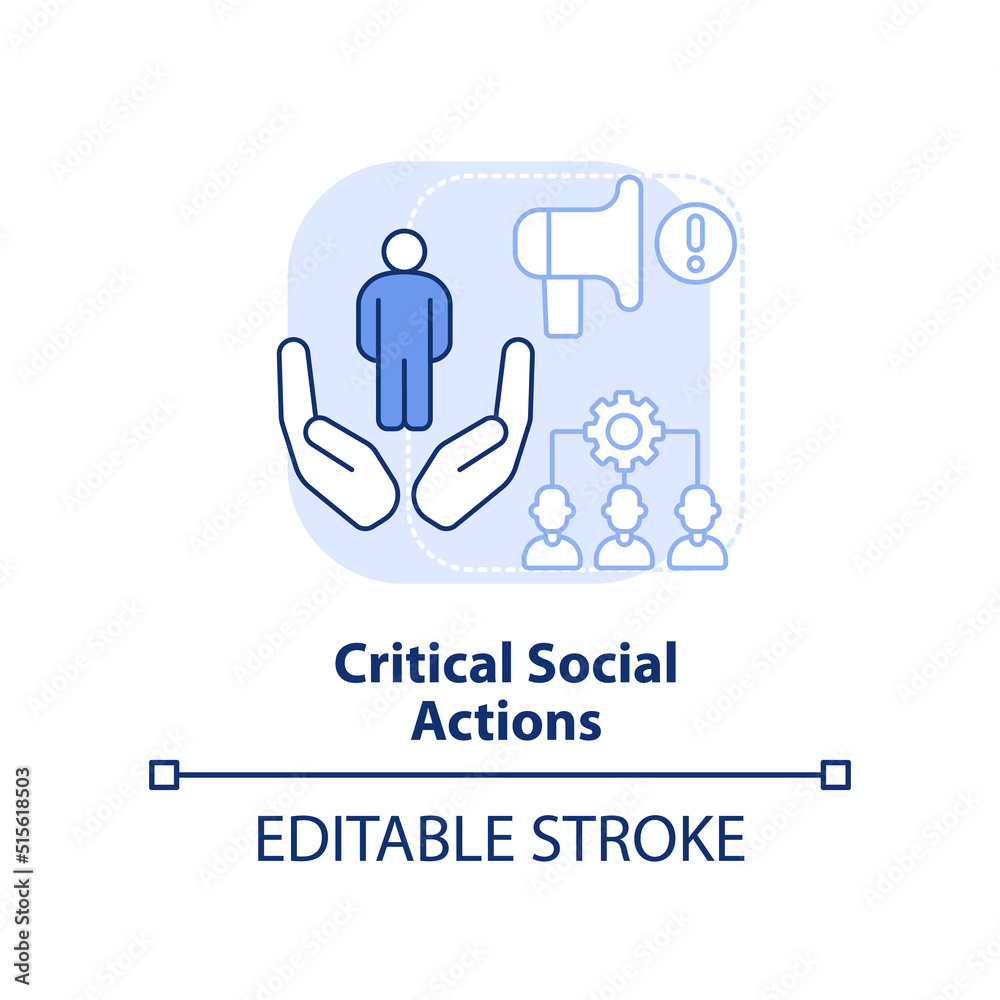 Critical social actions light blue concept icon. Pandemic preparedness abstract idea thin line illustration. Isolated outline drawing. Editable stroke. Arial, Myriad Pro-Bold fonts used