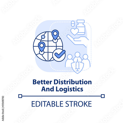 Better distribution and logistics light blue concept icon. Pandemic prevention abstract idea thin line illustration. Isolated outline drawing. Editable stroke. Arial, Myriad Pro-Bold fonts used