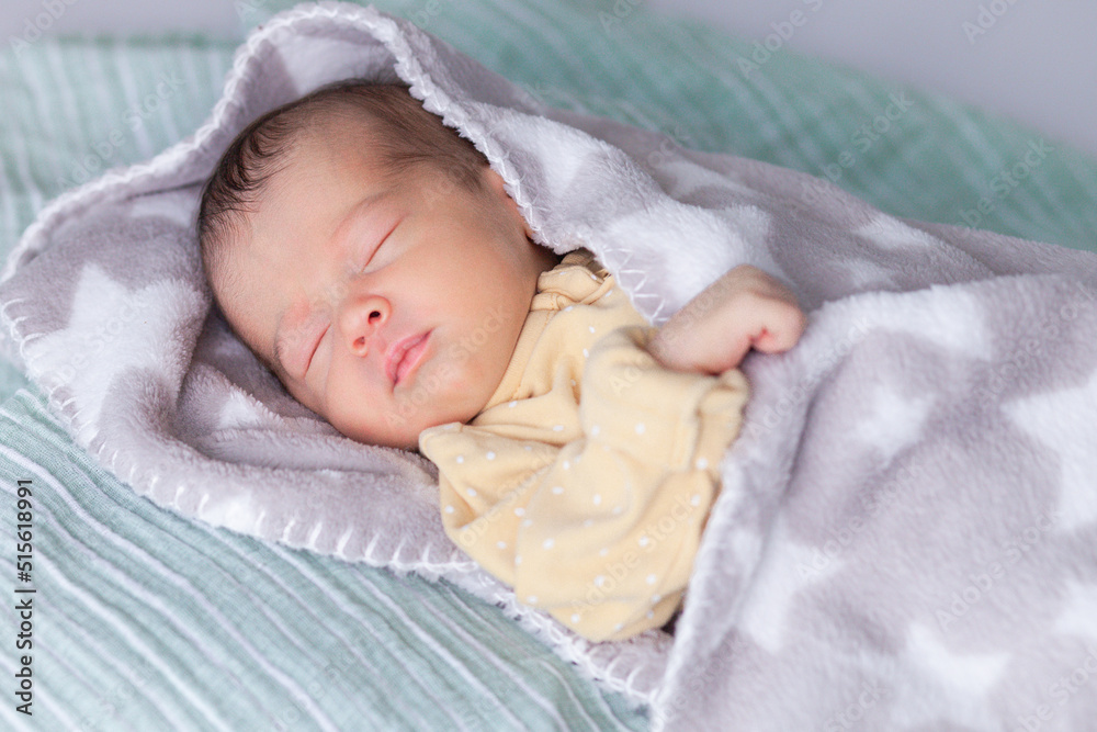 Newborn baby sleeping in a blanket. High quality photo Newborn baby sleeping in a blanket. High quality photo
